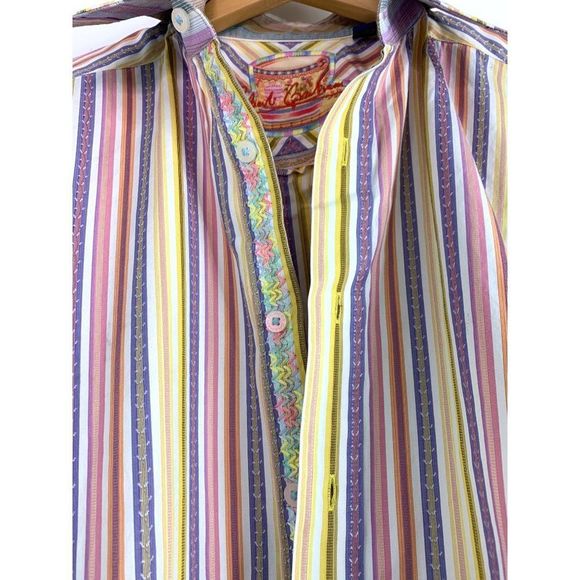 Robert Graham Large Cotton Stripe Embroider Pastel Shirt EUC 6339 Classic Fit - Picture 14 of 16